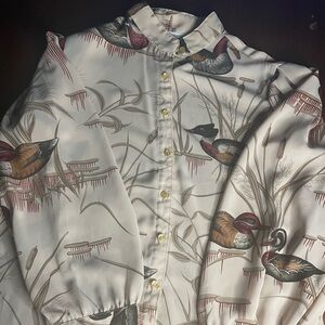 Campus Casuals of California Women's Duck Print Blouse - Cream